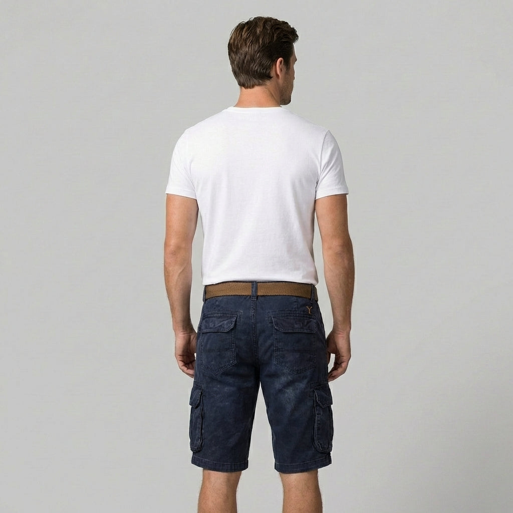 Straight Leg Washed Flap Pocket Shorts