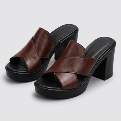 Platform Block Heeled Open Toe Crisscross Sandals