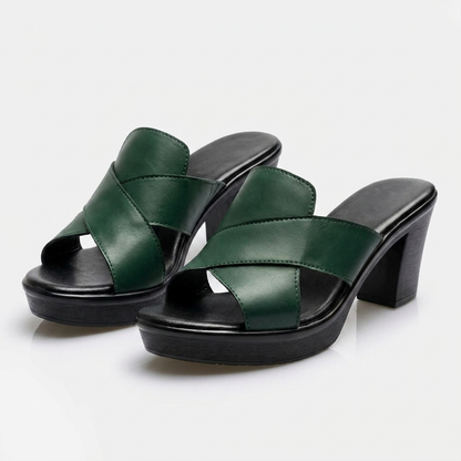 Platform Block Heeled Open Toe Crisscross Sandals