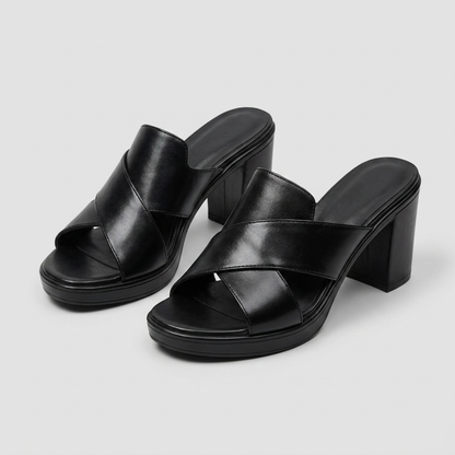 Platform Block Heeled Open Toe Crisscross Sandals