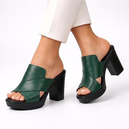 Platform Block Heeled Open Toe Crisscross Sandals
