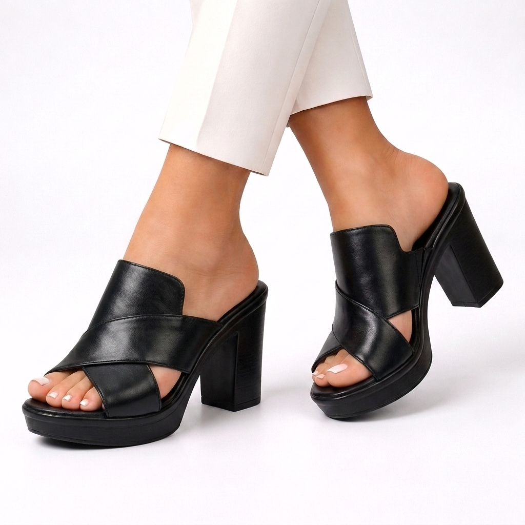 Platform Block Heeled Open Toe Crisscross Sandals