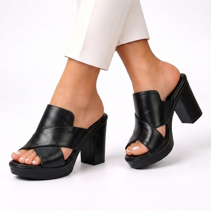 Platform Block Heeled Open Toe Crisscross Sandals