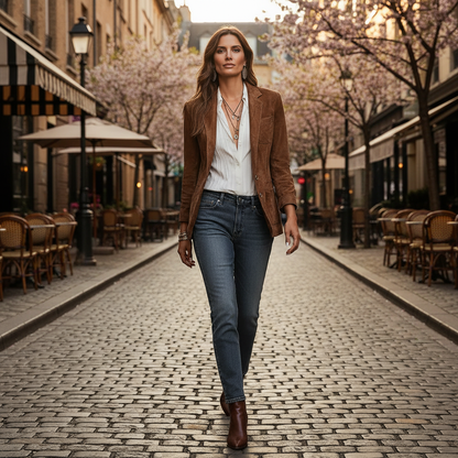 Notch Lapel Button-Down Leather Blazer