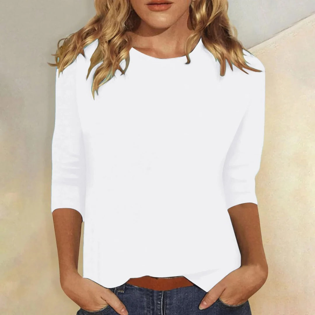 Three Quarter Sleeve Crew Neck Top