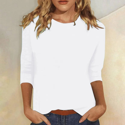 Three Quarter Sleeve Crew Neck Top