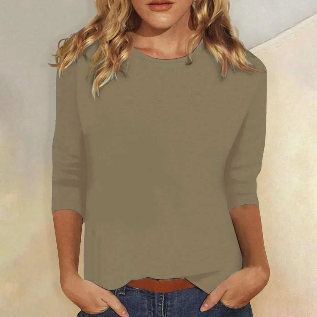 Three Quarter Sleeve Crew Neck Top