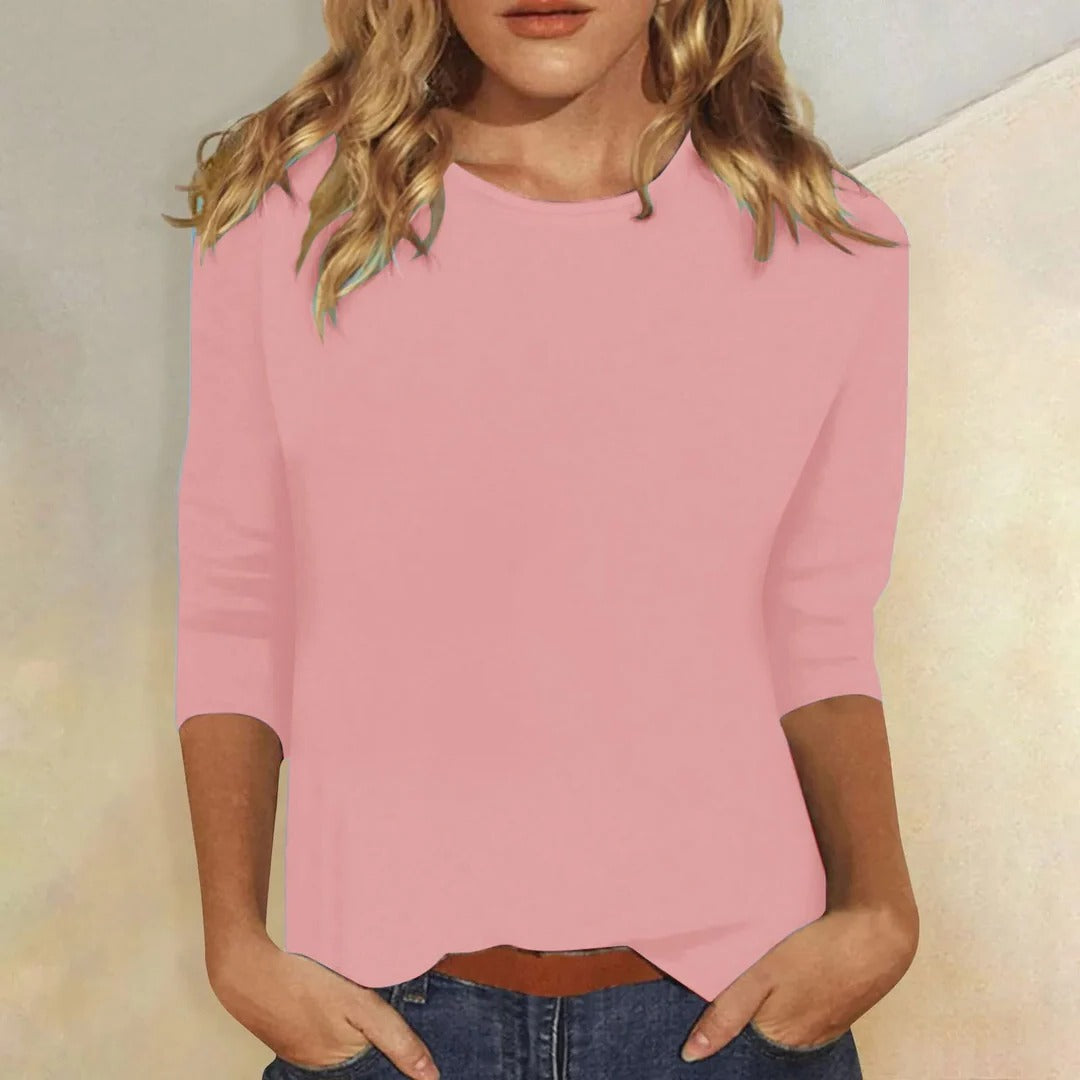 Three Quarter Sleeve Crew Neck Top