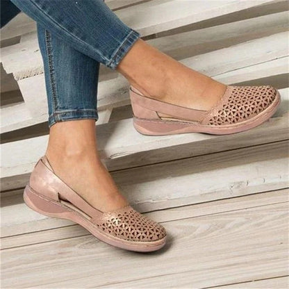 Perforated Round Toe Wedge Cutout Sandals