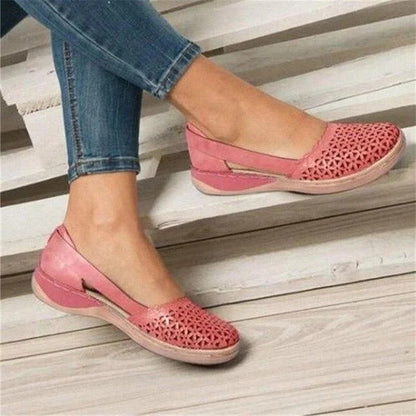 Perforated Round Toe Wedge Cutout Sandals