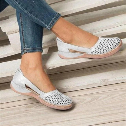 Perforated Round Toe Wedge Cutout Sandals