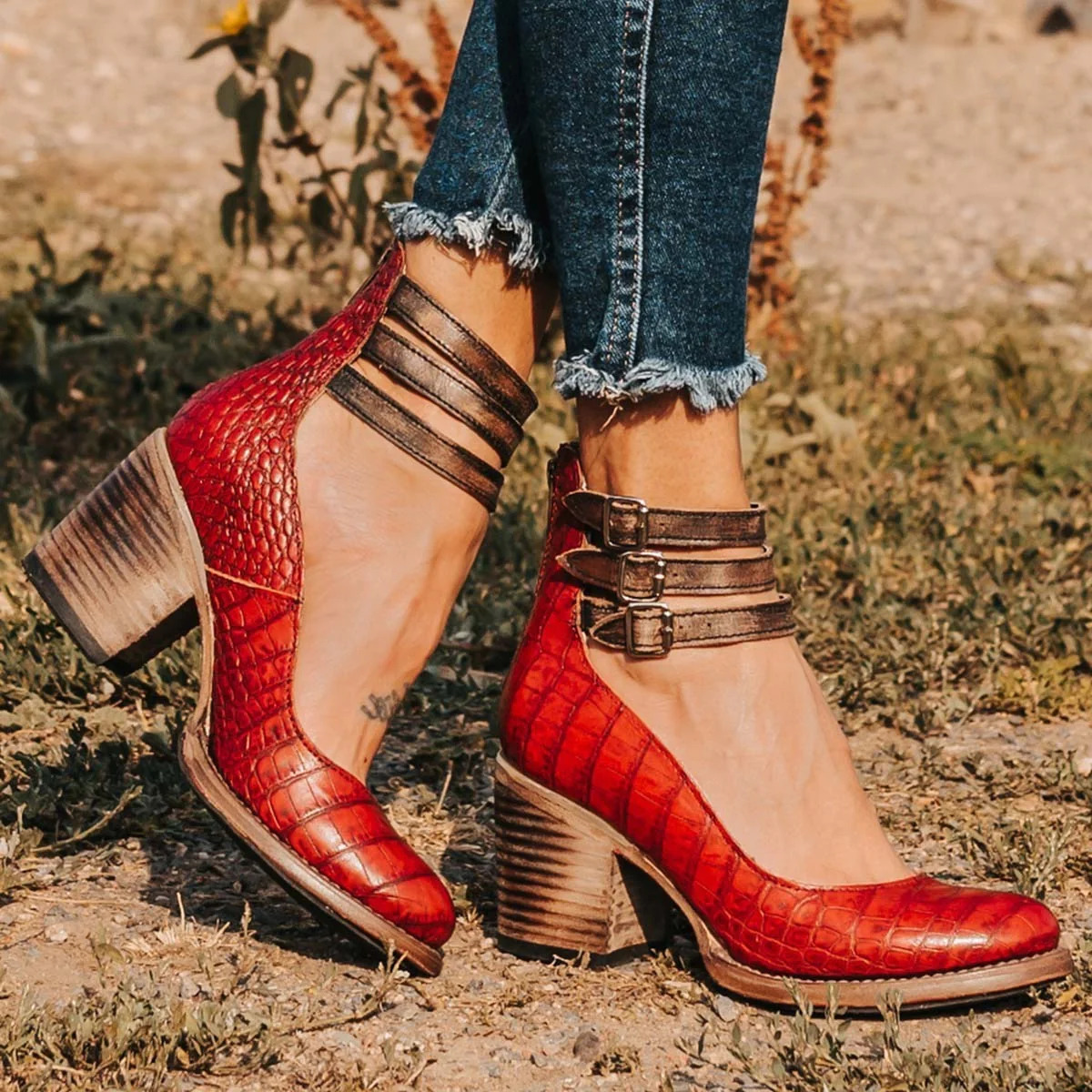 Triple Buckle Ankle Sandals