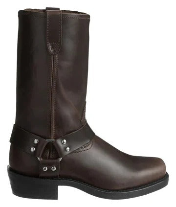 Harnessed Ringed Riveted Stitched Squared Heeled Boots