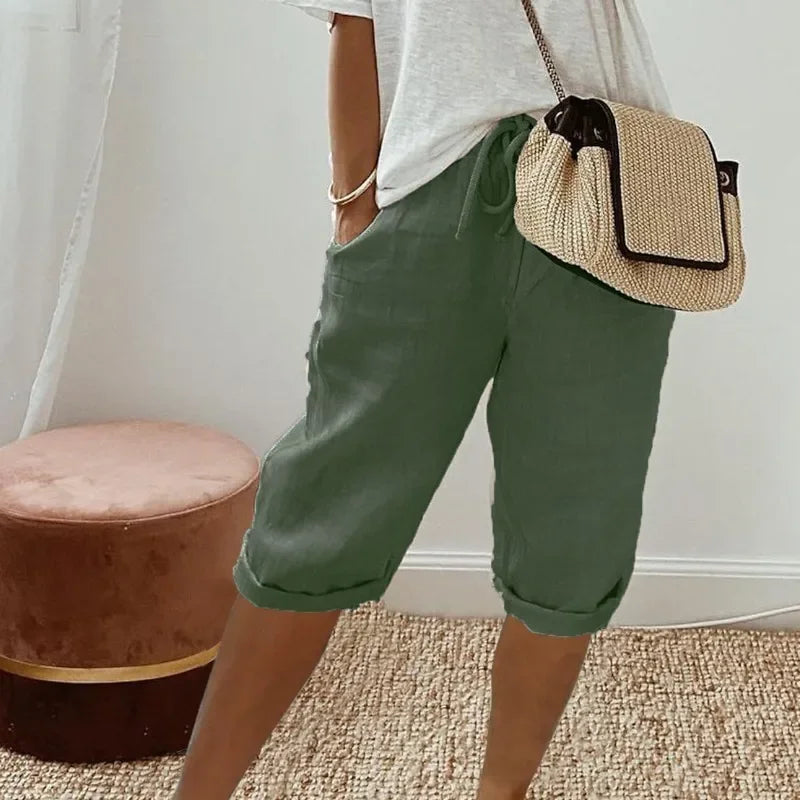 Drawstring Side Pockets Shorts