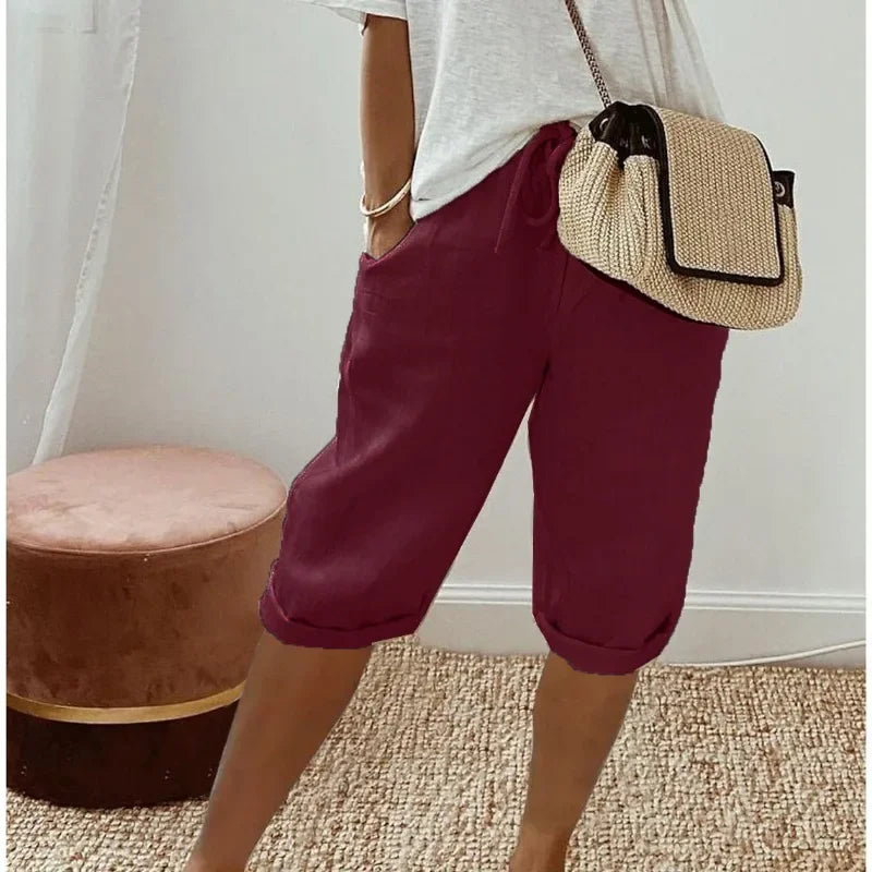 Drawstring Side Pockets Shorts