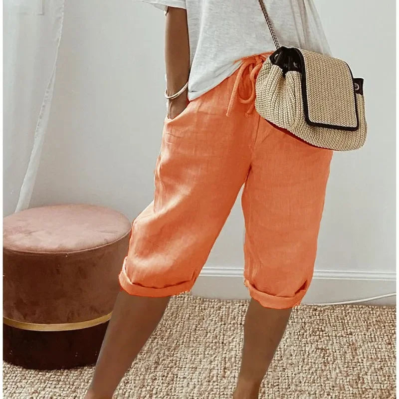 Drawstring Side Pockets Shorts