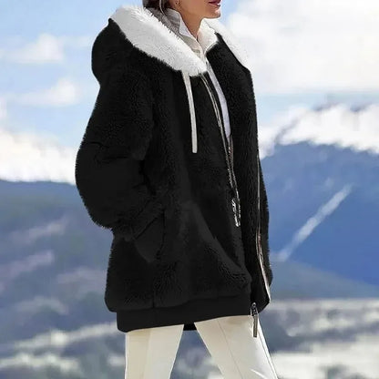 Women's Hooded Full Zip Color Block Winter Jacket
