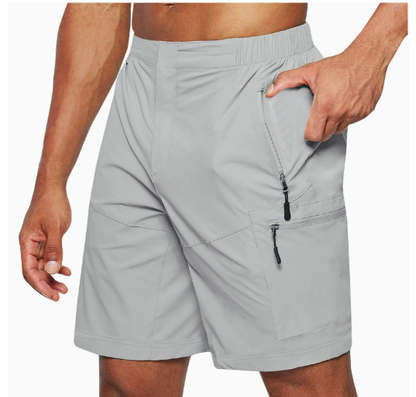 Straight Leg Elasticated Back Multi Pocket Cargo Shorts