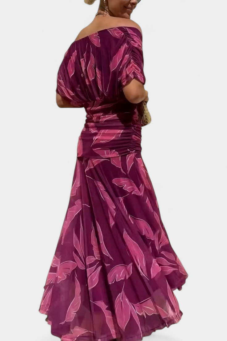 Twist Front Pleated Long Dress