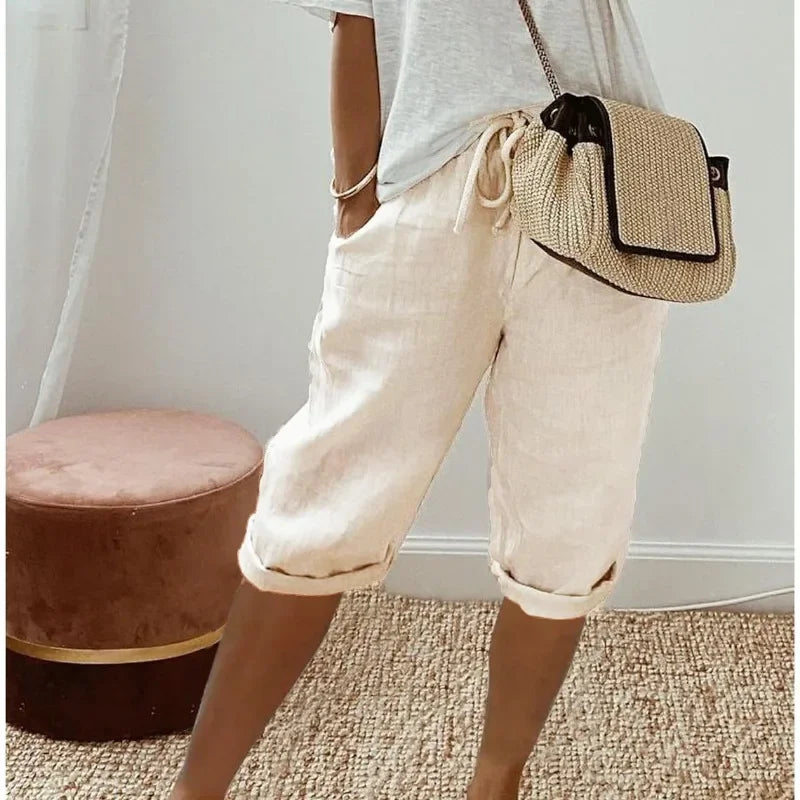 Drawstring Side Pockets Shorts