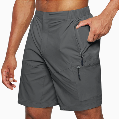 Straight Leg Elasticated Back Multi Pocket Cargo Shorts