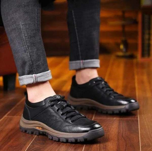 Rugged Textured Low Top Lace Up Shoes