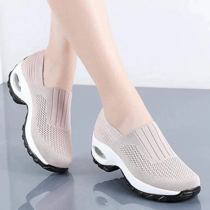 Ribbed Perforated Round Thick Slip On Shoes