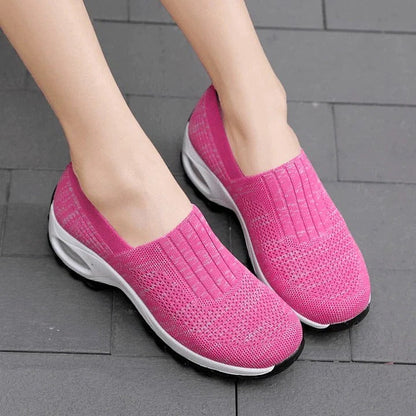 Ribbed Perforated Round Thick Slip On Shoes
