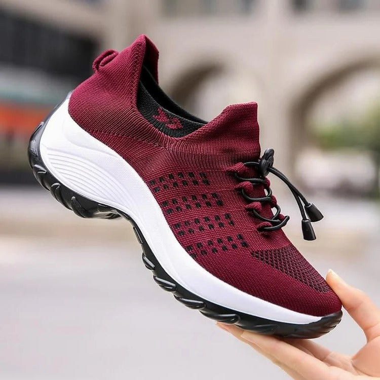 Elevated Curved Patterned Raised Collared Padded Sneakers