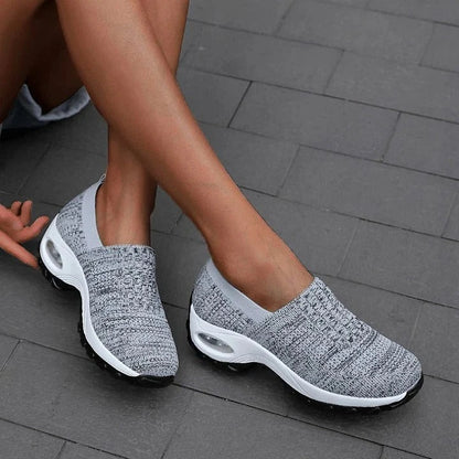 Ribbed Perforated Round Thick Slip On Shoes