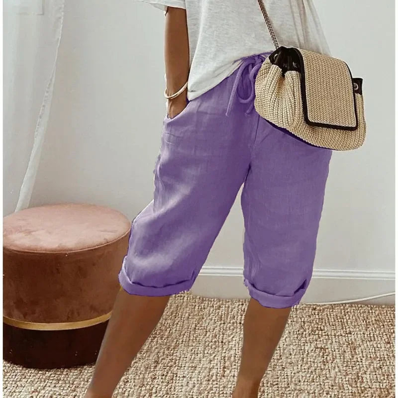 Drawstring Side Pockets Shorts