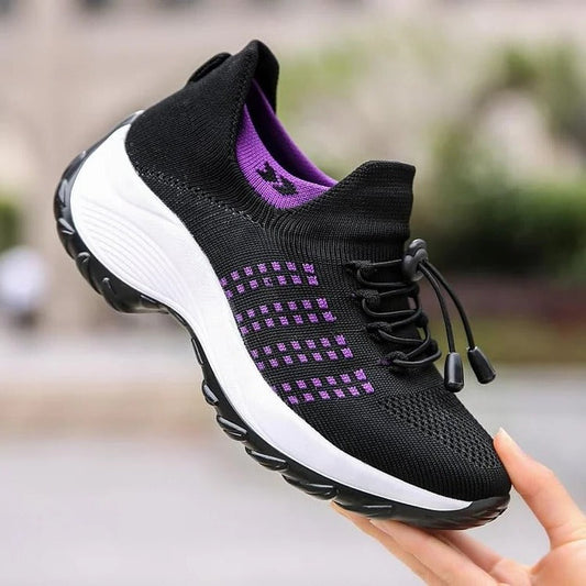 Elevated Curved Patterned Raised Collared Padded Sneakers