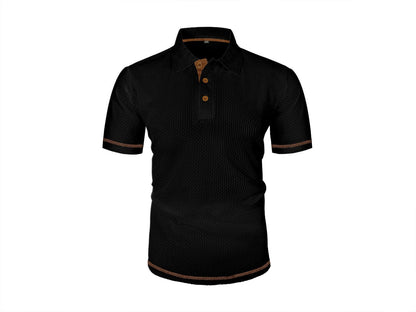 Men's Contrast Placket Short Sleeve Textured Polo Shirt