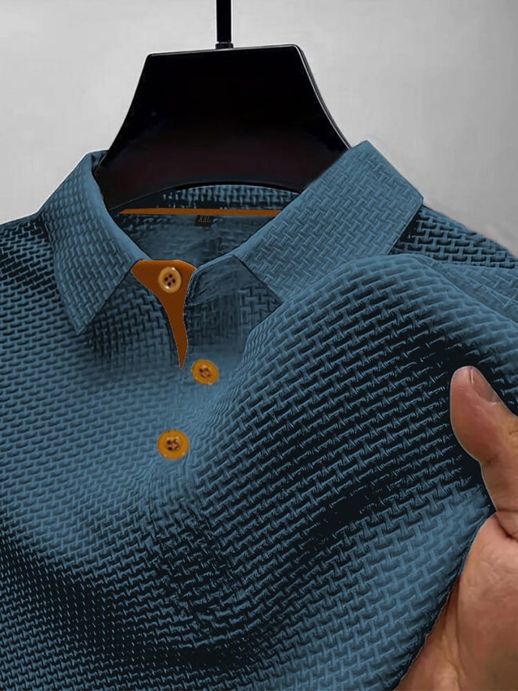 Men's Contrast Placket Short Sleeve Textured Polo Shirt