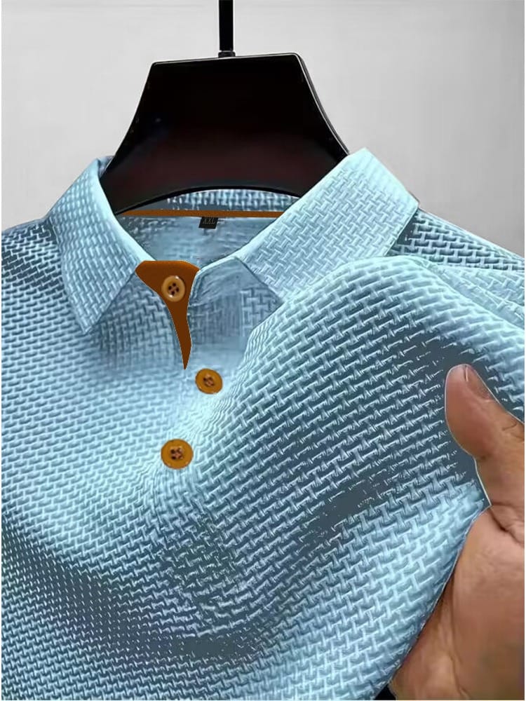 Men's Contrast Placket Short Sleeve Textured Polo Shirt