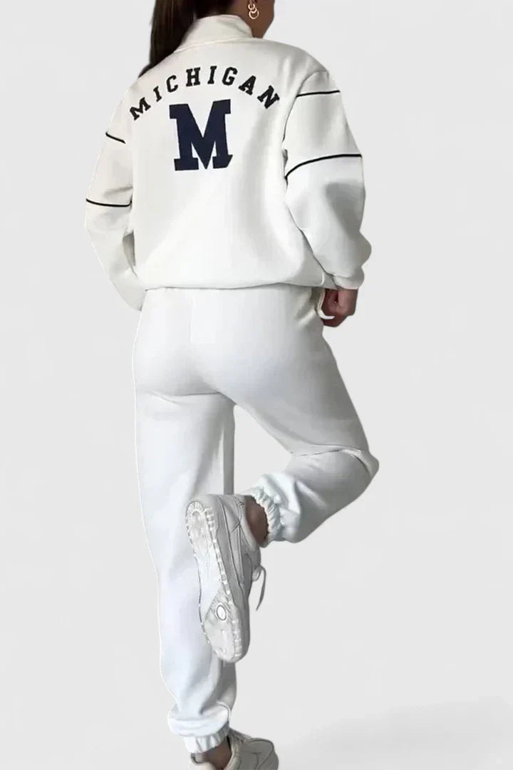 Half Zip Long Sleeve Chunky Sweater and Pants Set For Women
