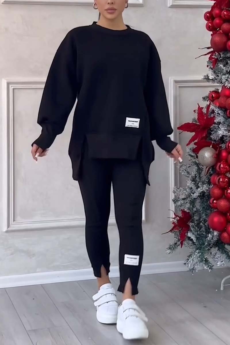 Women's Crew Neck Long Sleeve Oversized Loungewear Set