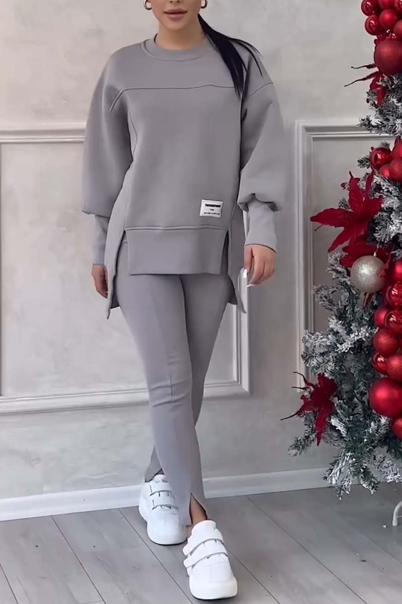 Women's Crew Neck Long Sleeve Oversized Loungewear Set