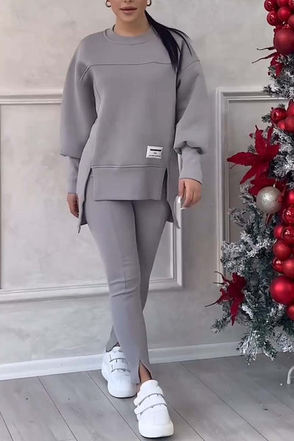 Women's Crew Neck Long Sleeve Oversized Loungewear Set