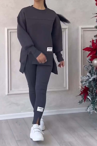 Women's Crew Neck Long Sleeve Oversized Loungewear Set