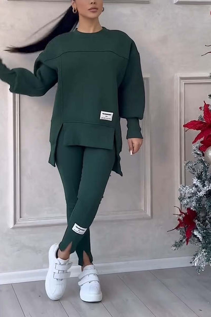 Women's Crew Neck Long Sleeve Oversized Loungewear Set
