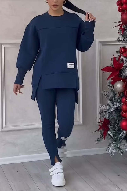 Women's Crew Neck Long Sleeve Oversized Loungewear Set