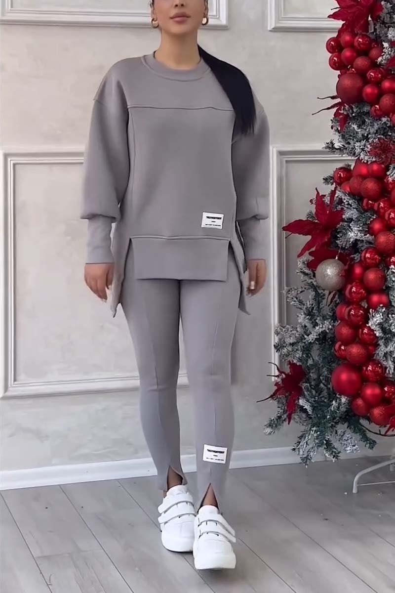 Women's Crew Neck Long Sleeve Oversized Loungewear Set