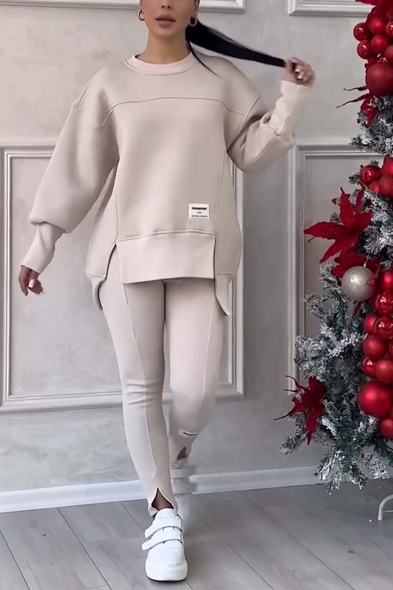Women's Crew Neck Long Sleeve Oversized Loungewear Set