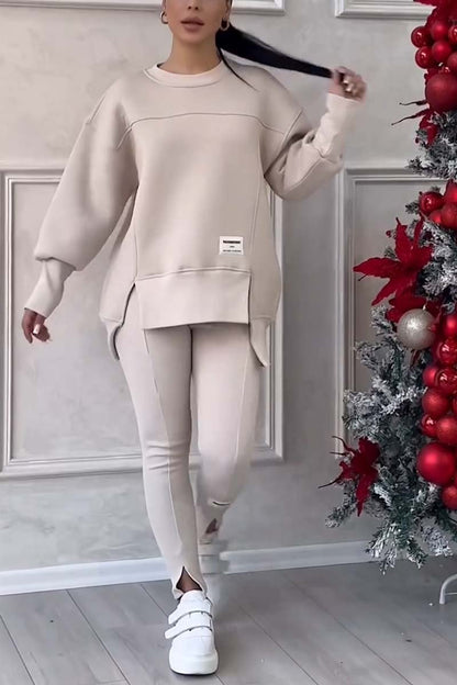 Women's Crew Neck Long Sleeve Oversized Loungewear Set