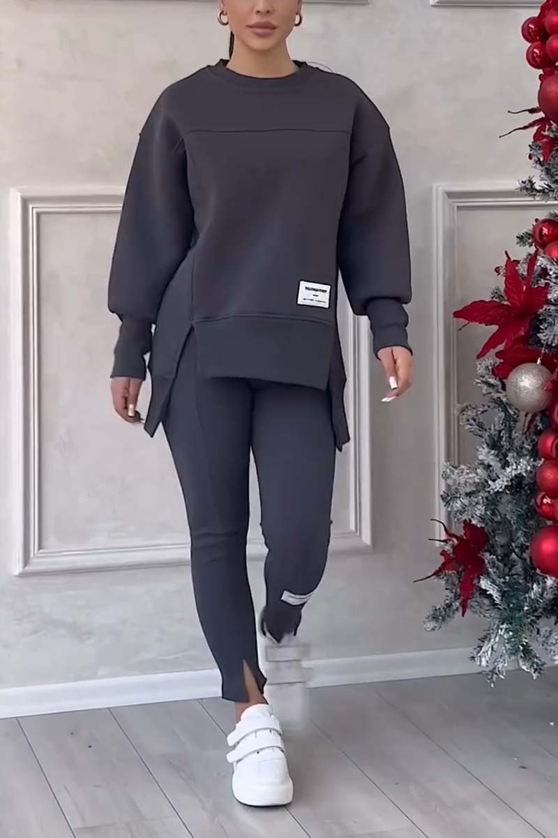 Women's Crew Neck Long Sleeve Oversized Loungewear Set