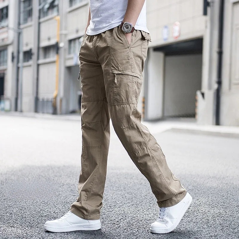 Pleatless Banded Zippered Baggy Uncuffed Long Trouser