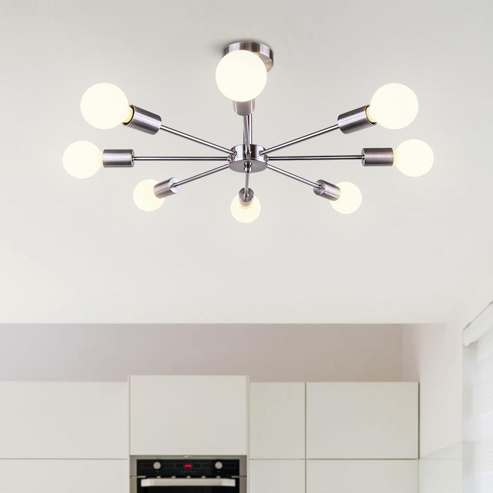 Symmetrical Spoke Ceiling Light with Globe Bulbs