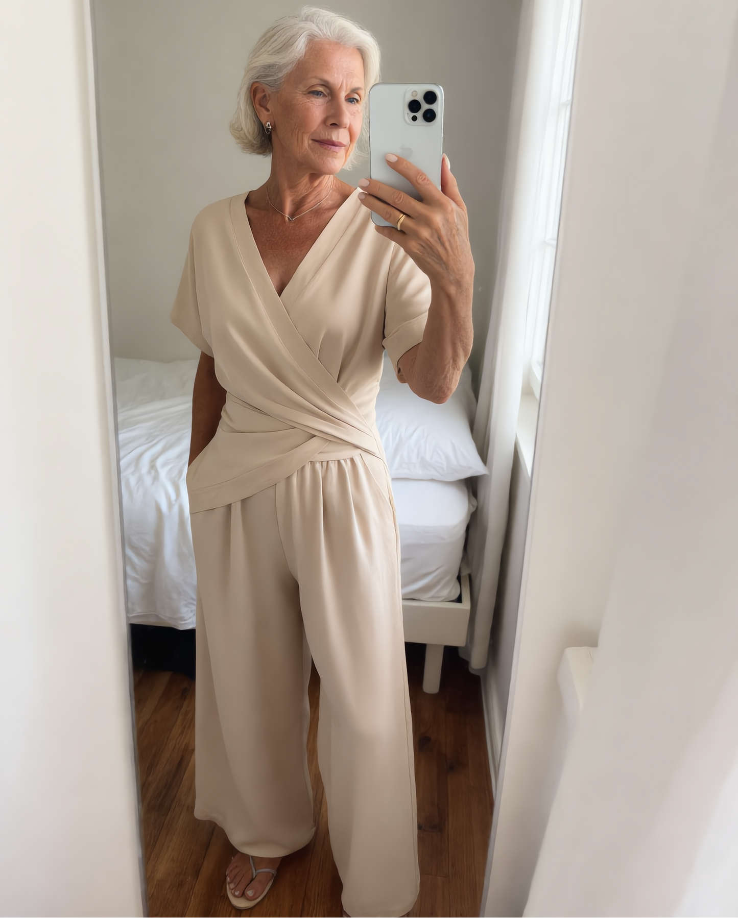 Plunging Pleated Ruched Tucked Layered Asymmetrical Set