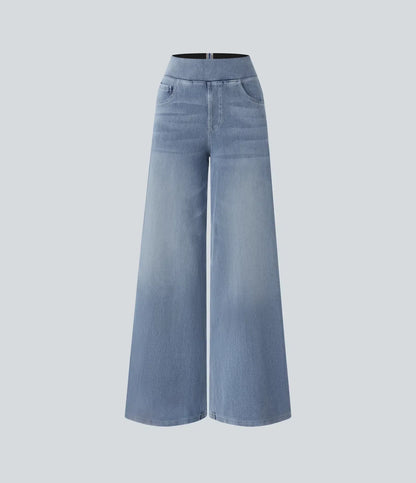 Women's High-Waisted Wide Leg Stretch Trousers